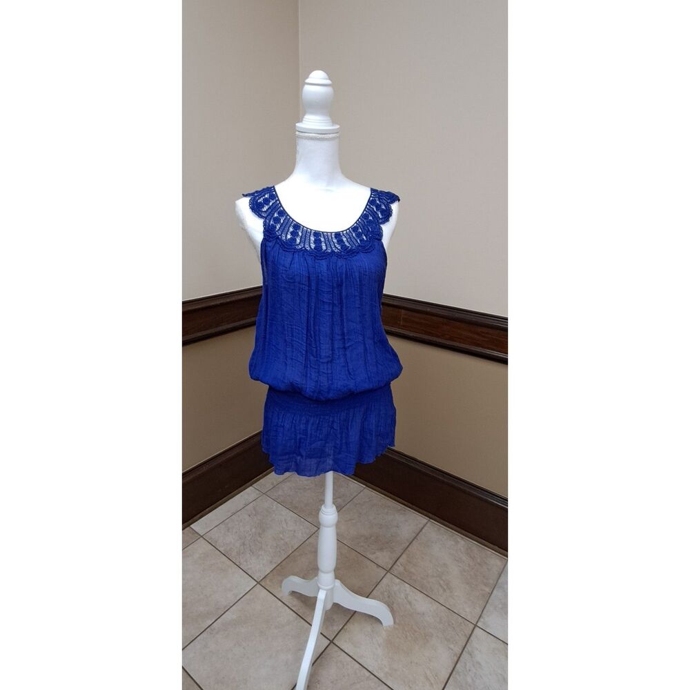 Simply Irresistible Blue Bubble Top– Size Large– Crochet Detail Tunic, fairycore